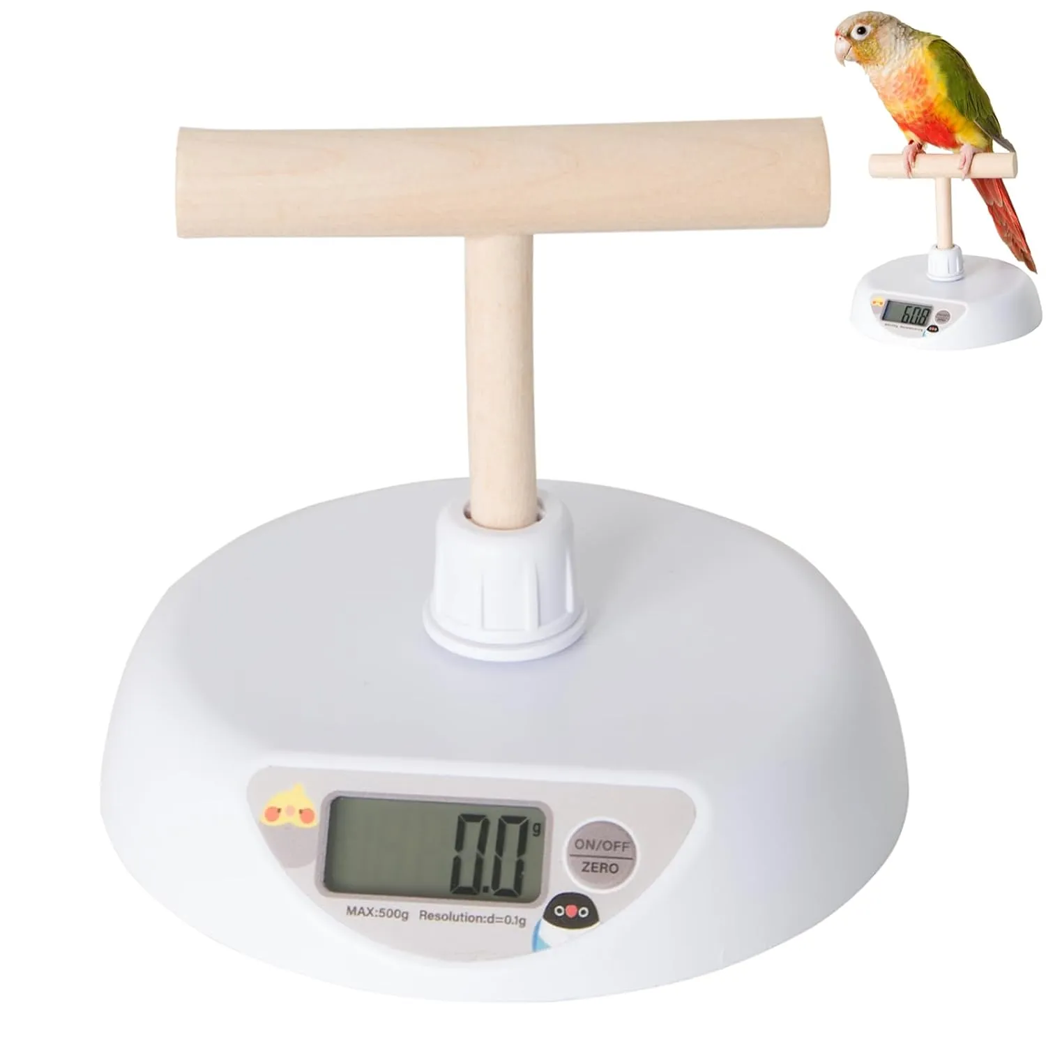 Pet Scale for Birds, Parakeet Weight Scale, HD Backlit Display Capacity 1.1lbs(500g) High Accuracy 0.1g Scale Easy Install Bird Training Stand and Perch Designed for Small Birds & Reptiles