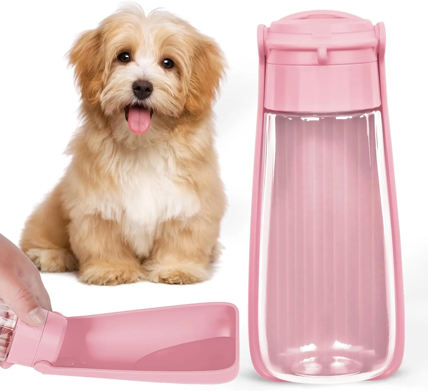 Portable Dog Water Bottle, Leak Proof Travel Puppy Water Dispenser for Hiking, Walking, and Outdoor Adventures, Travel Water Bowl for Pets, Dog Stuff Accessories(19OZ)