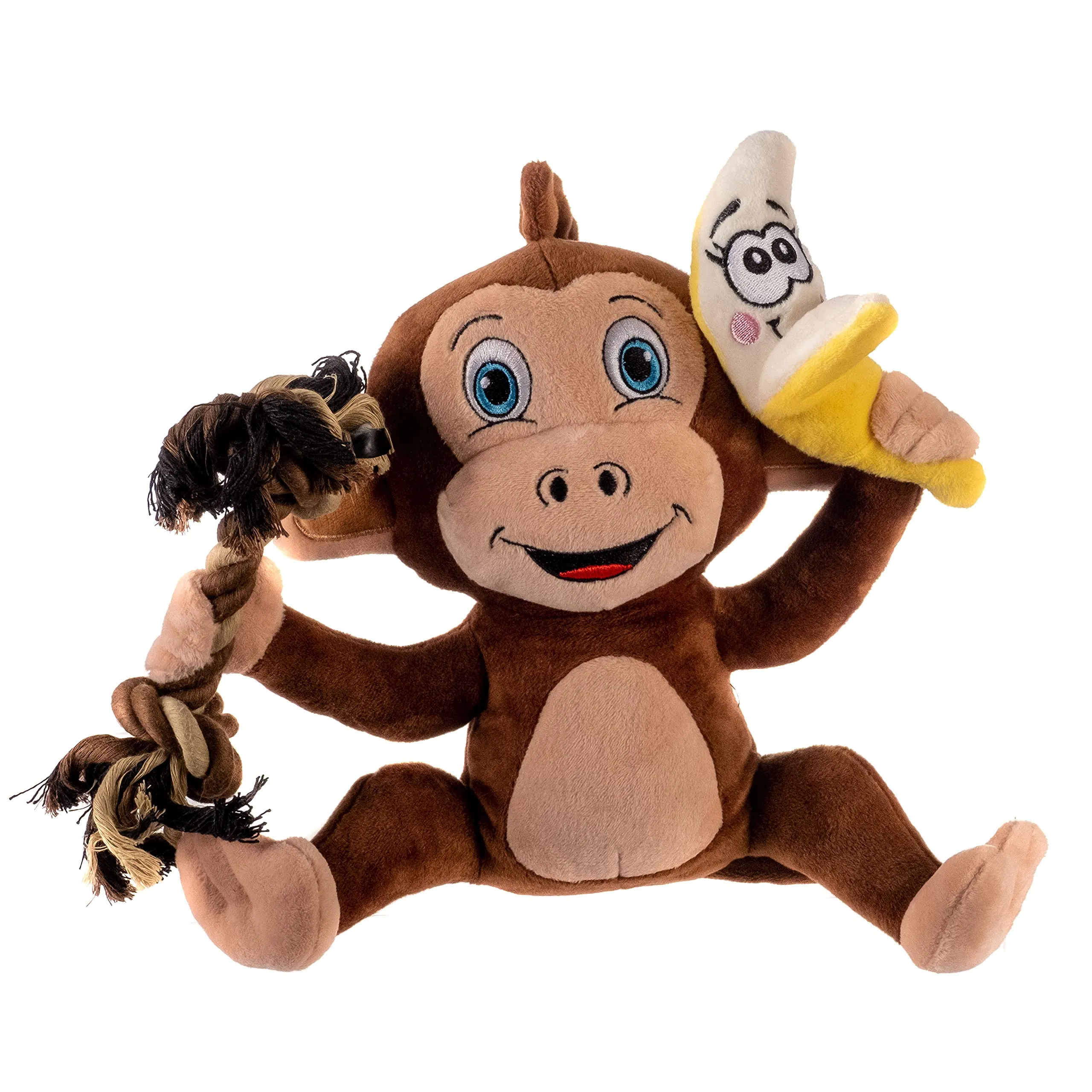 Pronk! Pets, A 5-Pack Assortment of Soft Plush Squeaky Rope Pet Toys, Great for All Breeds