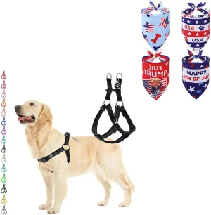 PUPTECK No Pull Dog Harness and 4th of July American Flag Dog Bandana 4pcs