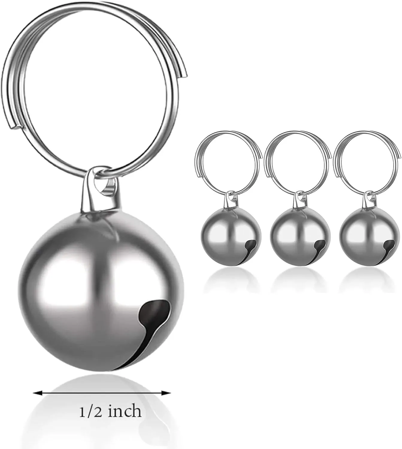 SKYPIA Round Dog Bells Dog Charm Bells Pet Pendant, 3 PCS Anti-Lost Training Bells for Collars, Suitable for Pet Pendant Accessories 1/2-Inch Gold
