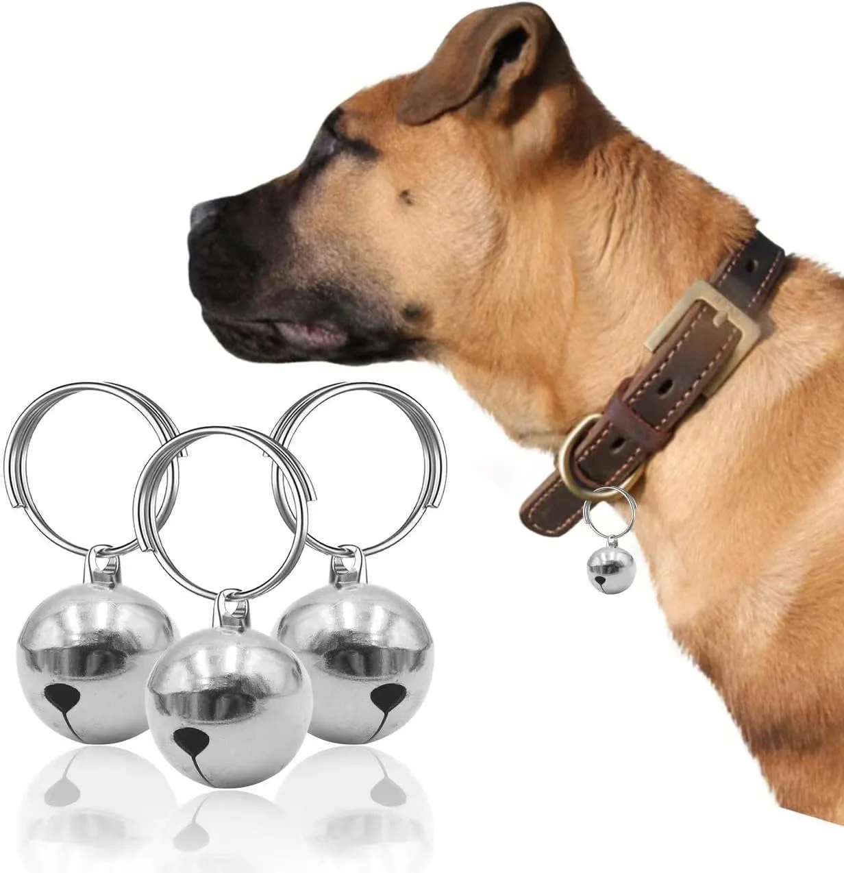 SKYPIA Round Dog Bells Dog Charm Bells Pet Pendant, 3 PCS Anti-Lost Training Bells for Collars, Suitable for Pet Pendant Accessories 1/2-Inch Gold