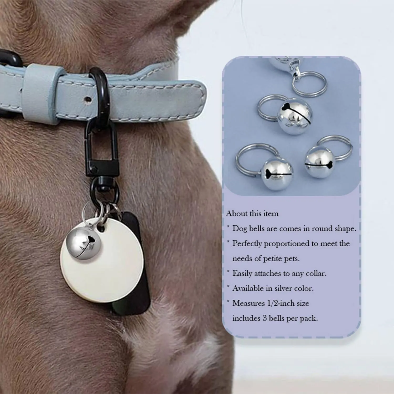 SKYPIA Round Dog Bells Dog Charm Bells Pet Pendant, 3 PCS Anti-Lost Training Bells for Collars, Suitable for Pet Pendant Accessories 1/2-Inch Gold