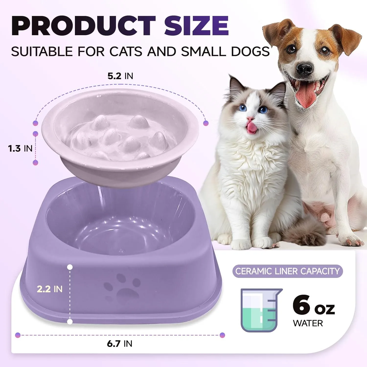 Slow Feeder Dog Bowls Ceramic Puppy Feeding Bowl for Small Dogs Cat Slow Feeder Bowl Protecting Cat and Dog Whiskers Preventing Choking with 2-in-1 Multifunctional Training Whistle