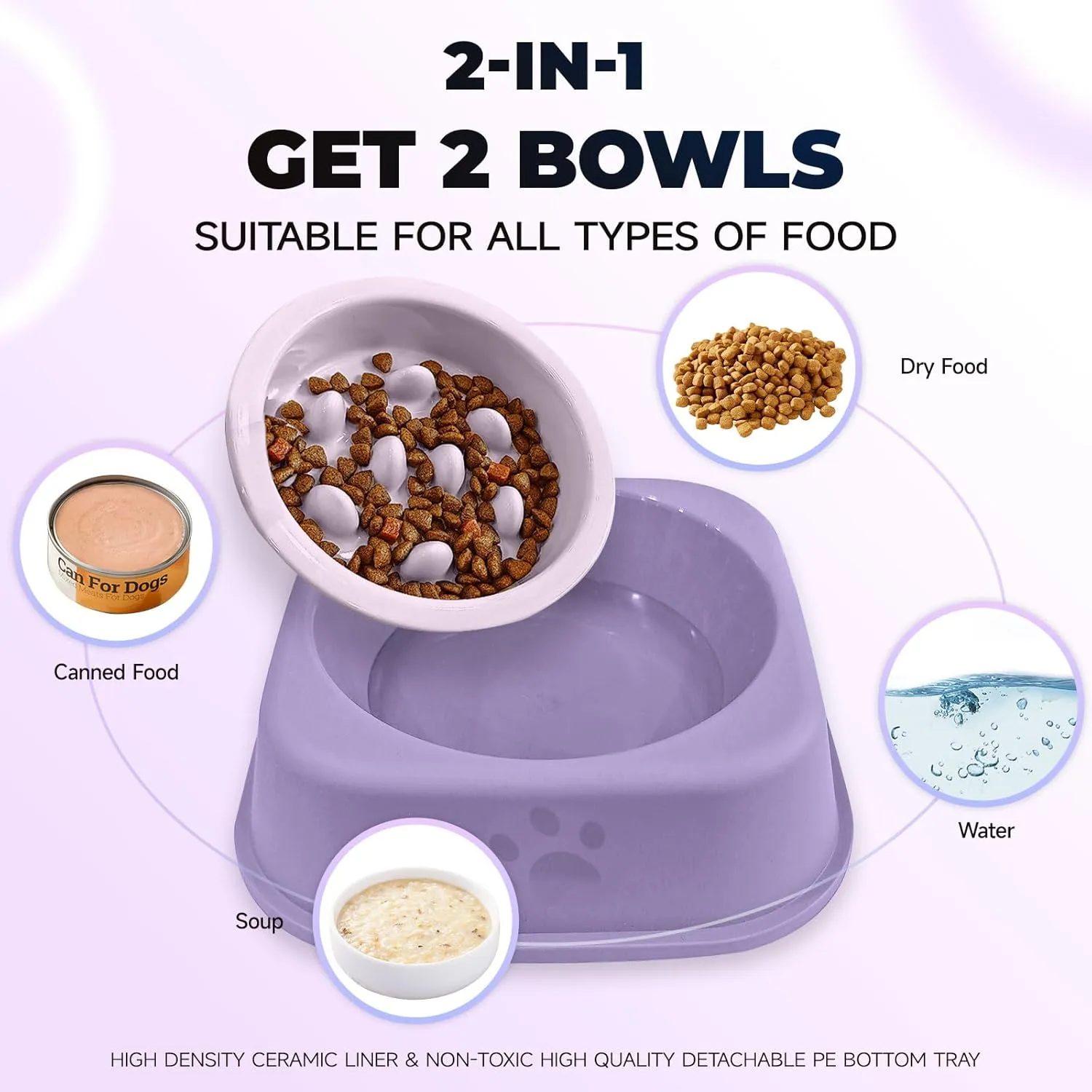 Slow Feeder Dog Bowls Ceramic Puppy Feeding Bowl for Small Dogs Cat Slow Feeder Bowl Protecting Cat and Dog Whiskers Preventing Choking with 2-in-1 Multifunctional Training Whistle
