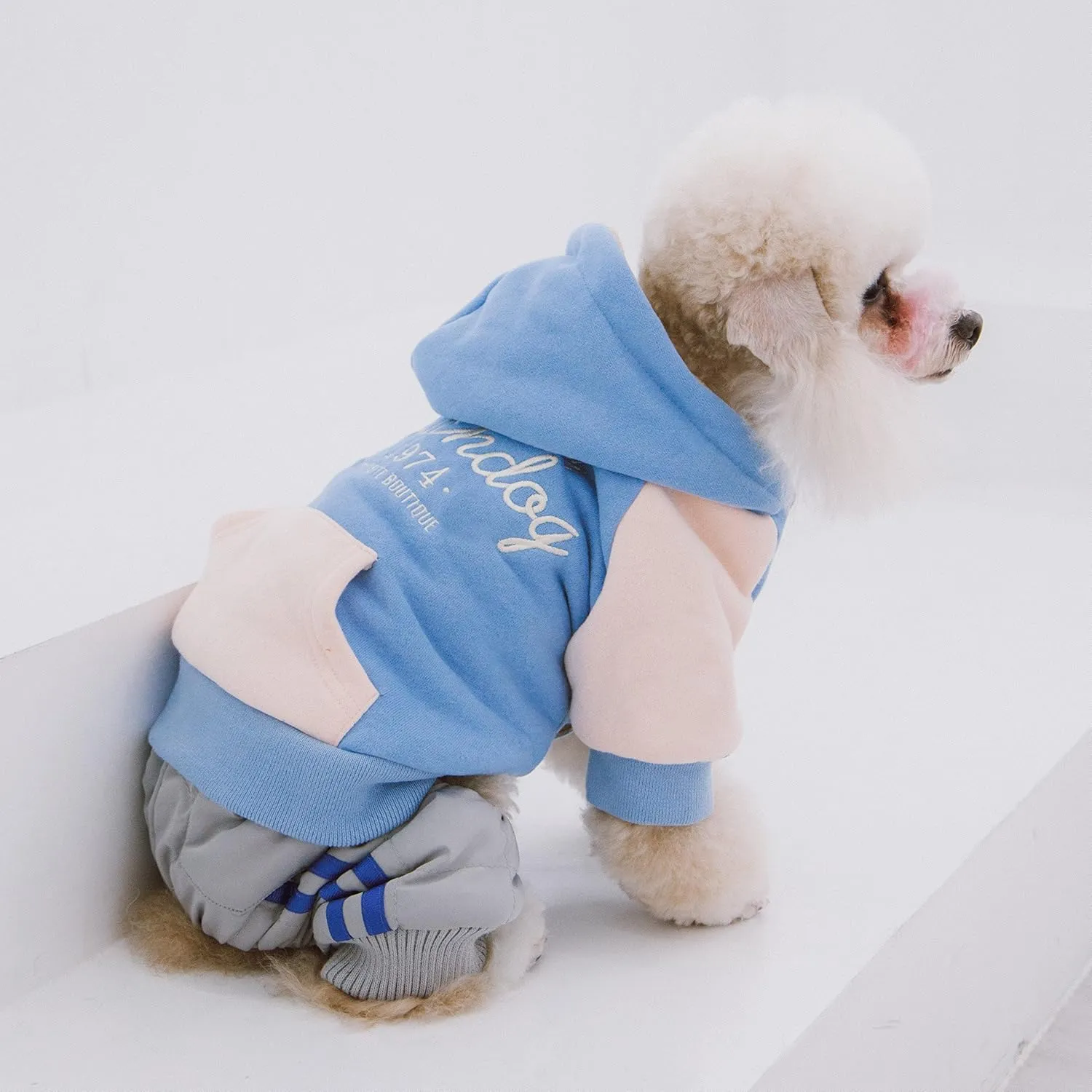 Touchdog Heritage Premium Cotton Hooded Dog Sweater with Accented Bridge Pockets on The Dog Hoodie - Pet Sweater Featuring snap enclosures and Reversible Sherpa for Added Warmth