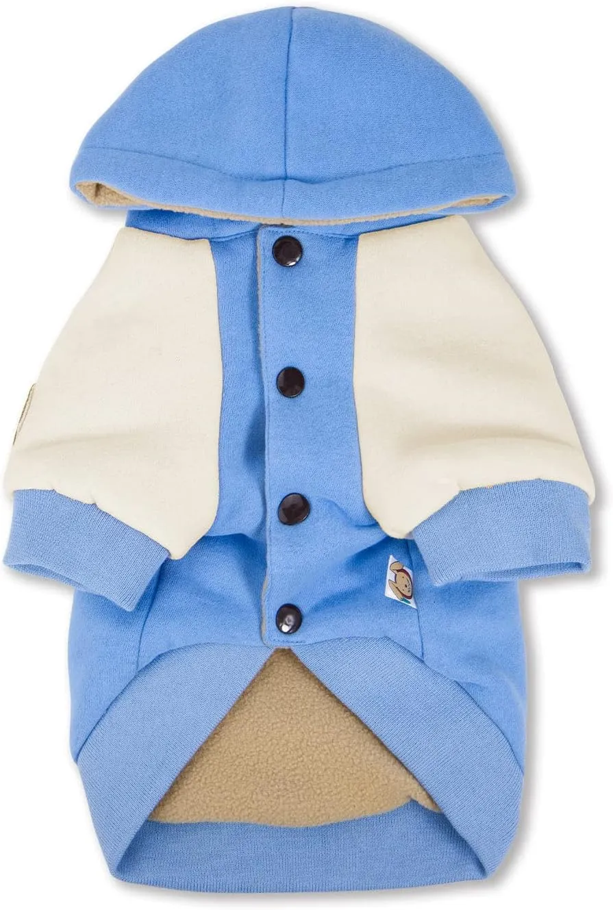 Touchdog Heritage Premium Cotton Hooded Dog Sweater with Accented Bridge Pockets on The Dog Hoodie - Pet Sweater Featuring snap enclosures and Reversible Sherpa for Added Warmth