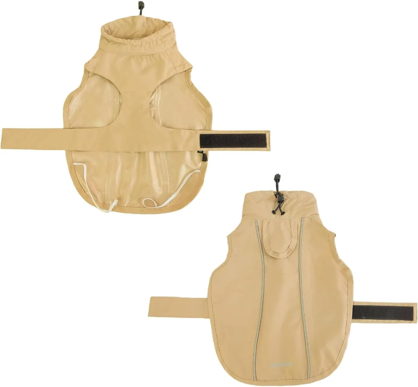 Waterproof Dog Raincoat with Reflective Strip, Adjustable Breathable Rain Coat Jacket with Leash Hole for Dogs (Khaki, XXX-Large)