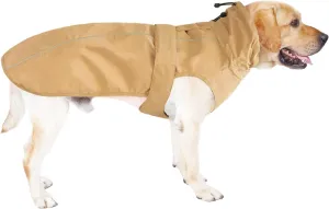 Waterproof Dog Raincoat with Reflective Strip, Adjustable Breathable Rain Coat Jacket with Leash Hole for Dogs (Khaki, XXX-Large)