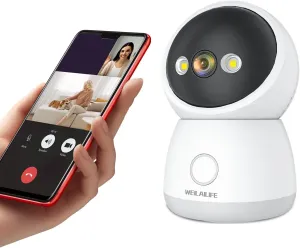WEILAILIFE One-Touch Call Indoor Wireless Security Camera, Pan & Tilt Home Video Surveillance Cameras, Baby/Pet Dog Monitor, 2.4/5GHz Dual-Band WiFi, 360 View, Motion Detection