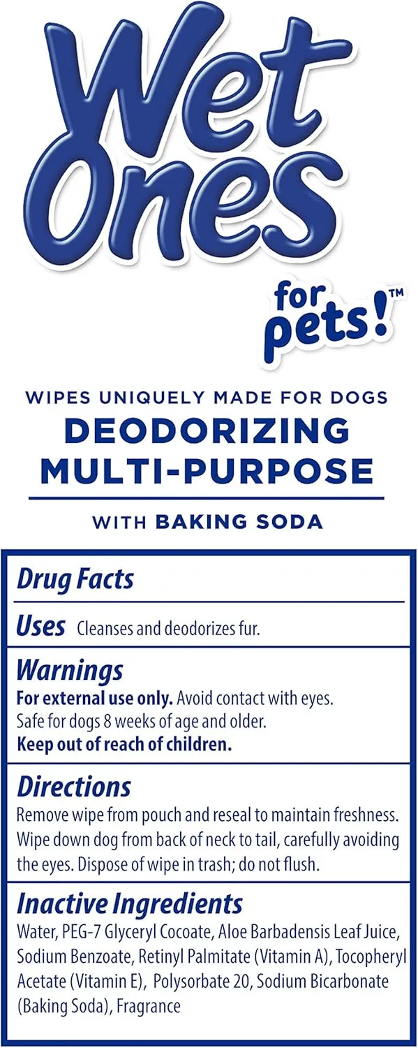 Wet Ones for Pets Deodorizing Multipurpose Pet Wipes, Tropical Splash Scent - Pet Grooming Wipes for In-Between Baths, Pet Cleaning Supplies, Puppy Wipes for Dogs, 50 Count