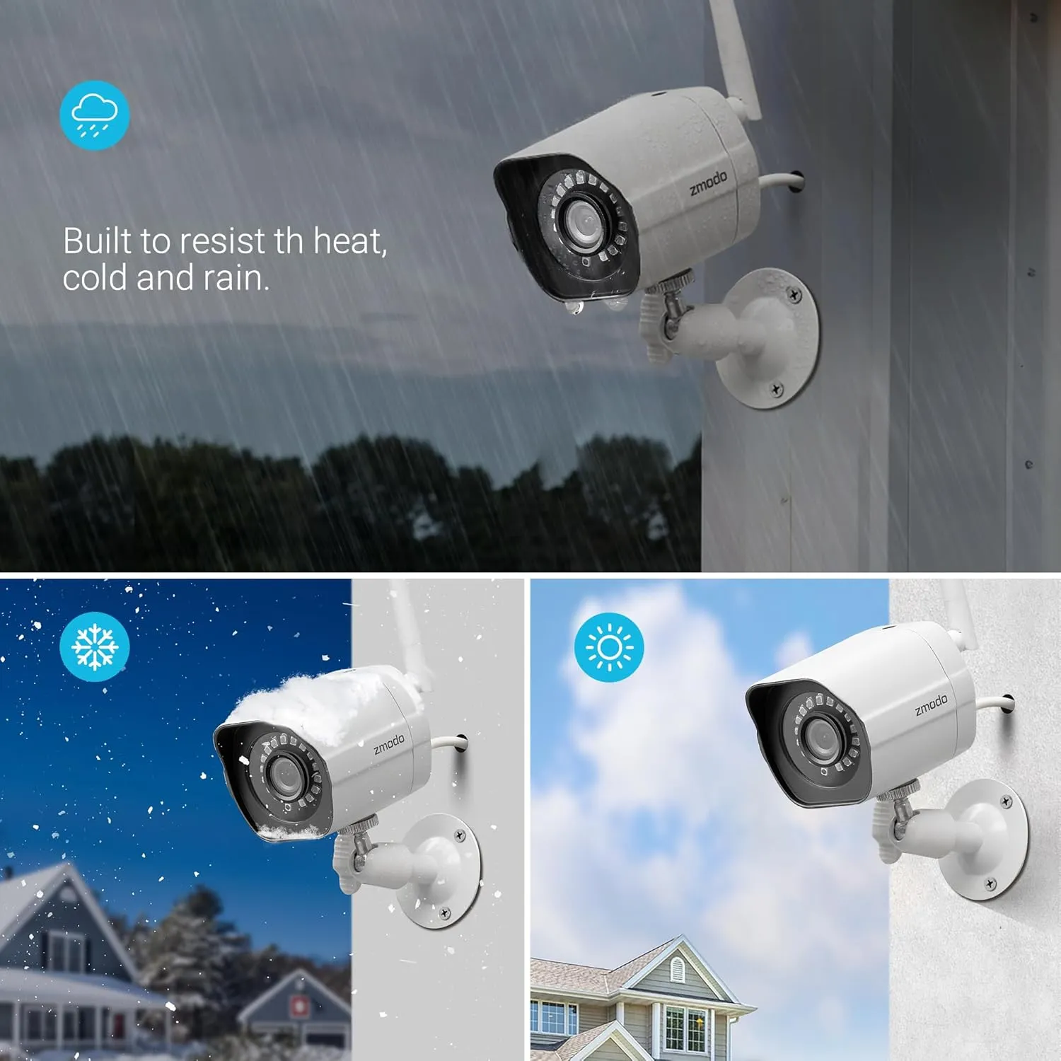 Zmodo 1080p Full HD Outdoor Wireless Security Camera System, Plug-In, Smart Home Indoor Outdoor WiFi IP Camera with Night Vision, Compatible with Alexa